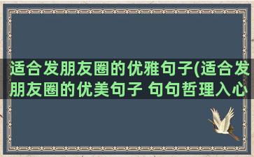 适合发朋友圈的优雅句子(适合发朋友圈的优美句子 句句哲理入心)